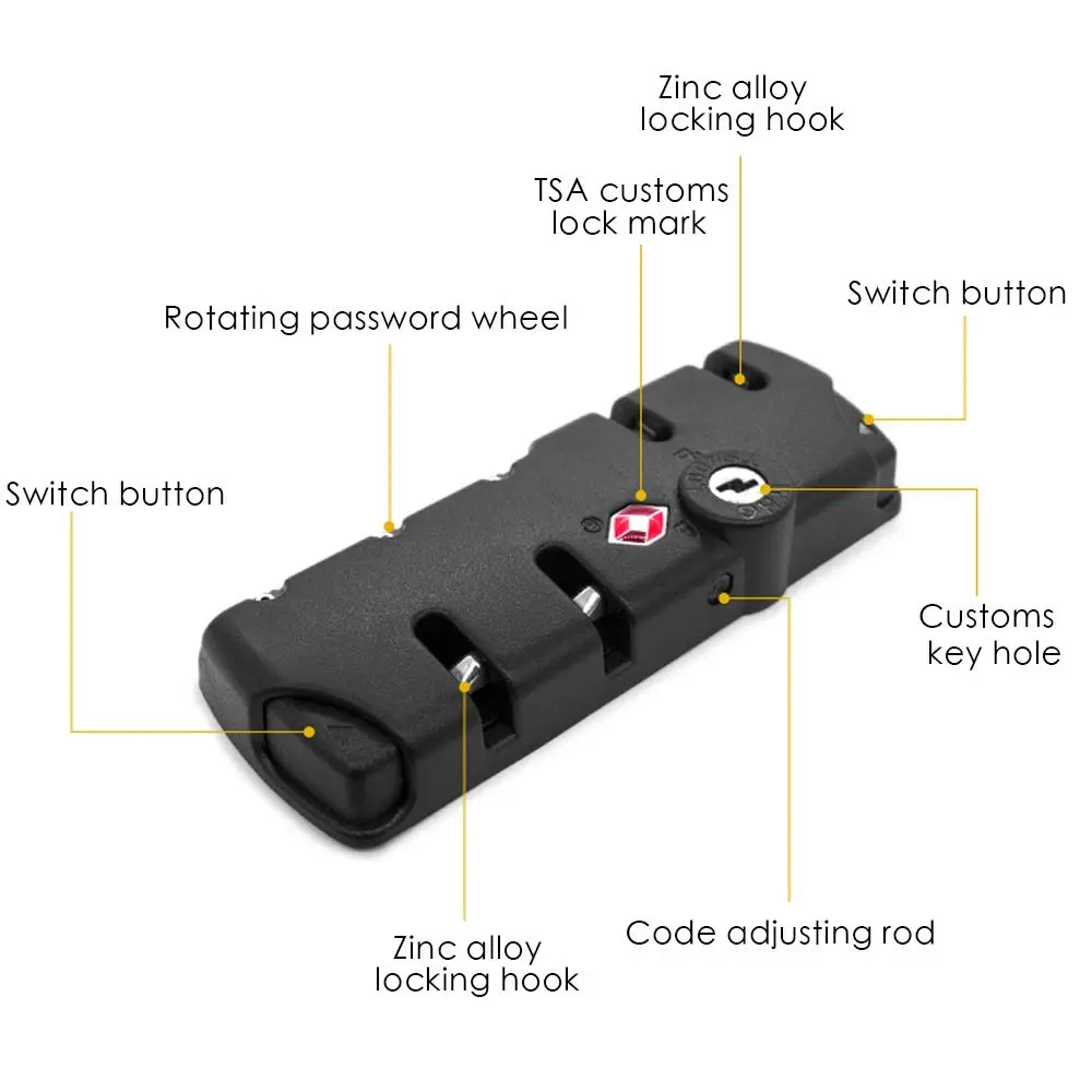 Padlock Weatherproof Luggage Anti-theft Safely Code Lock TSA Customs Lock Combination Lock