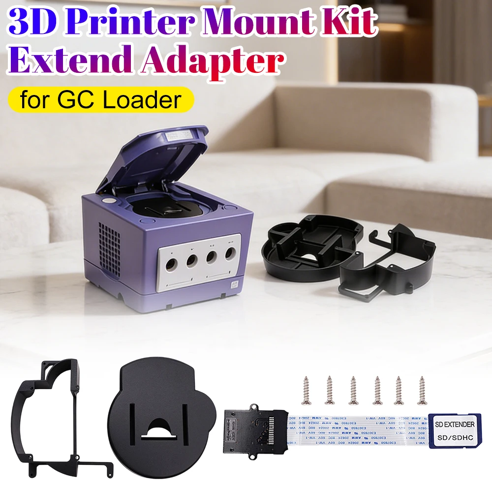 3D Printer Mount Kit with Card Extended Cable Adapter Screwdriver Accessory Set for Gamecube GC Loader Expansion Adapter