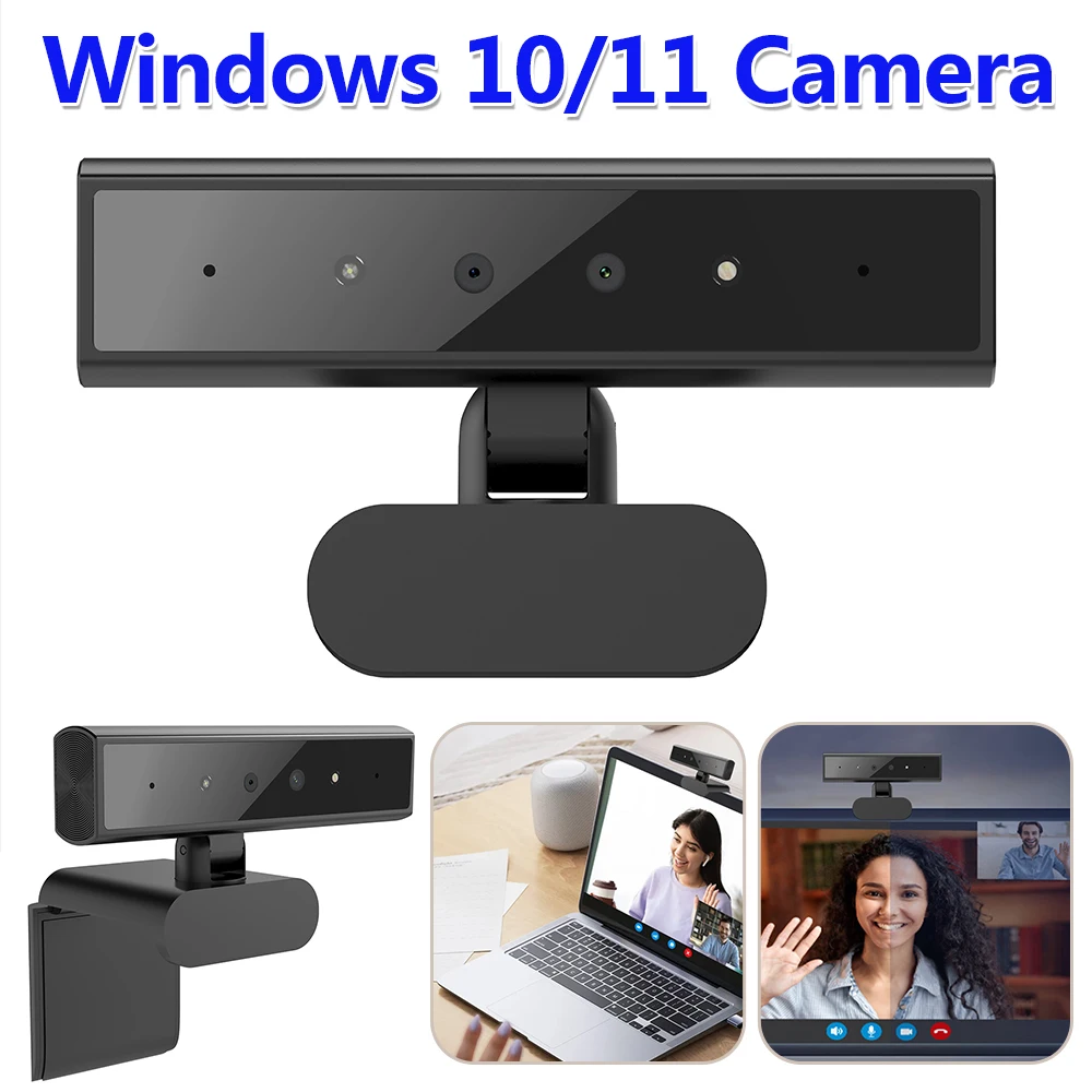 

Facial Recognition Webcam for Windows 10/11 with Base Identification Login Web Camera Detachable Web Camera for Computer Laptop