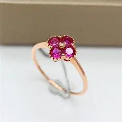 Fresh Charms Ruby Small Flower Rings for Women Inlaid High Quality Ruby Ring Exquisite Engagement Wedding Jewelry