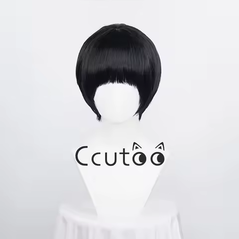 Anime Rock Lee Cosplay Wig Short Black Heat Resistant Synthetic Hair Wigs + Wig Cap