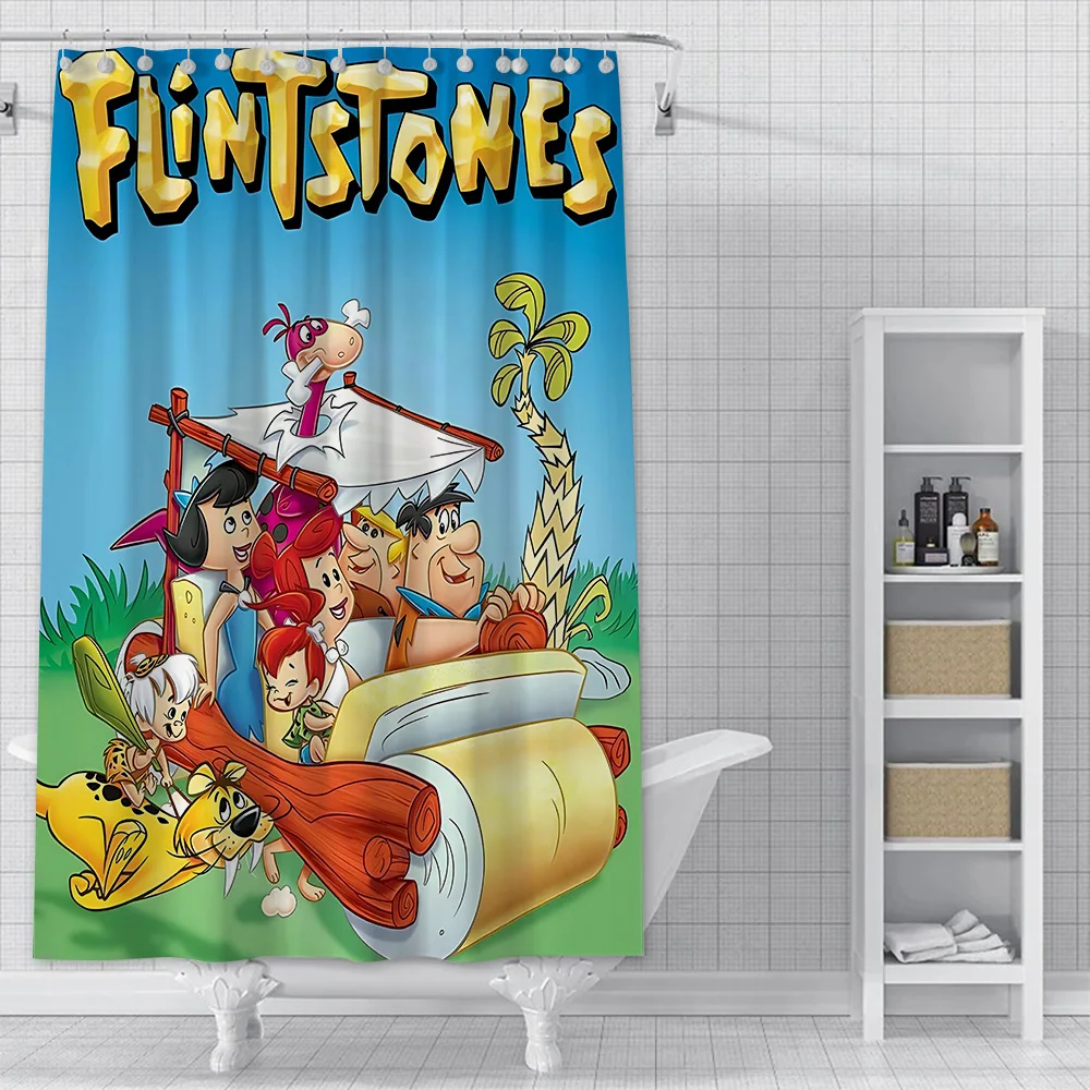 Classic Cartoon Flintstones Shower Curtain Waterproof Polyester Fabric Paint Bath Curtains Home Bathroom Decor Curtain With Hook