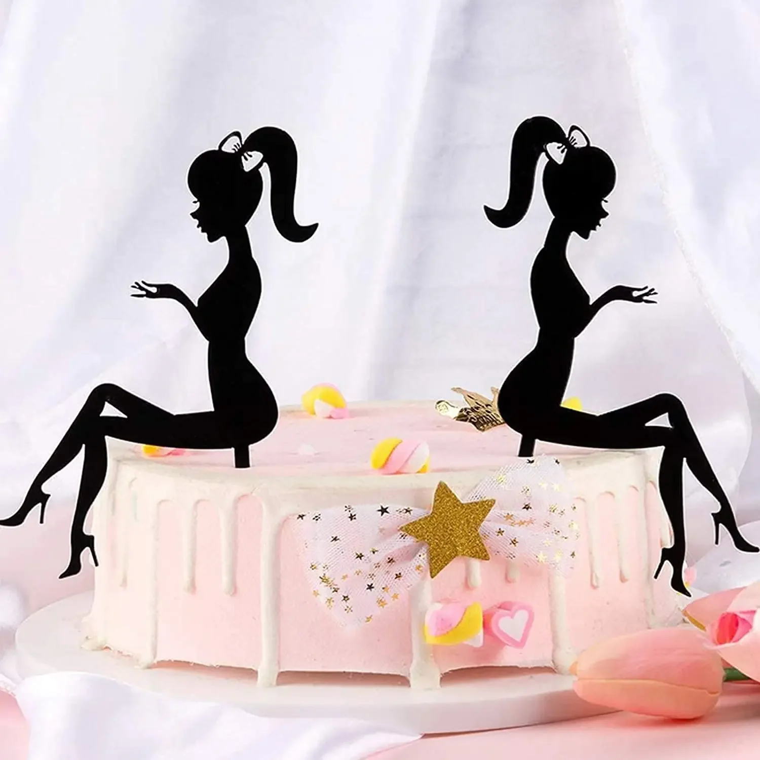 6PCS High Heel Mädchen Elegante Frau Silhouette Muster Kuchen Topper Attraktive Kreative Cupcake Topper Dessert Picks Für Hochzeit – Detail 7