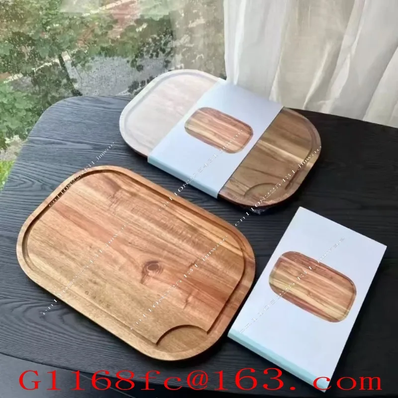 High Quality Professional Kitchen Knife Cutting Board Retro Home Cutting Board Acacia Wood Oval Square