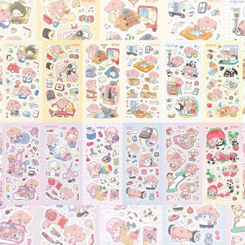 Korea Waterproof Cute Cartoon Girl Stickers Hand Account Diary Planner Notebook Scrapbook Stationery DIY Decorative Stickers