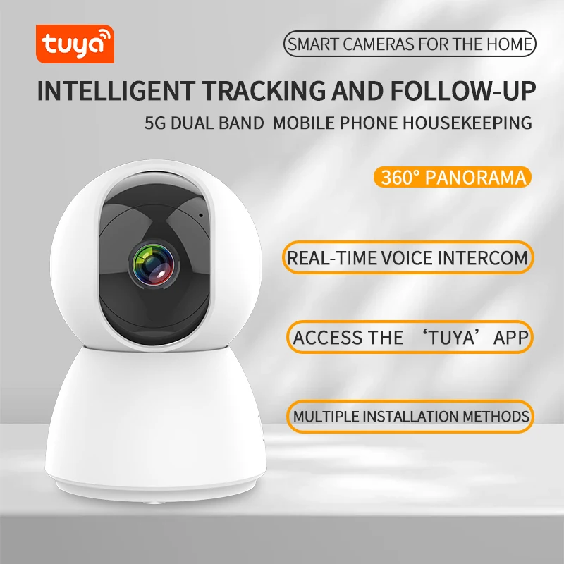1080P Full-Color PTZ Indoor Wireless Camera Tuya Smart Life APP Control Night Vision 360-Degree Wi-Fi Wide Angle Cloud Storage