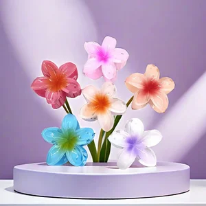 Gradient flower hair accessories set, beach style hairpins, flower claw clips, summer flower hairpins, Hawaiian style, 4 pcs 12 Main Sales Hair Prending - №1