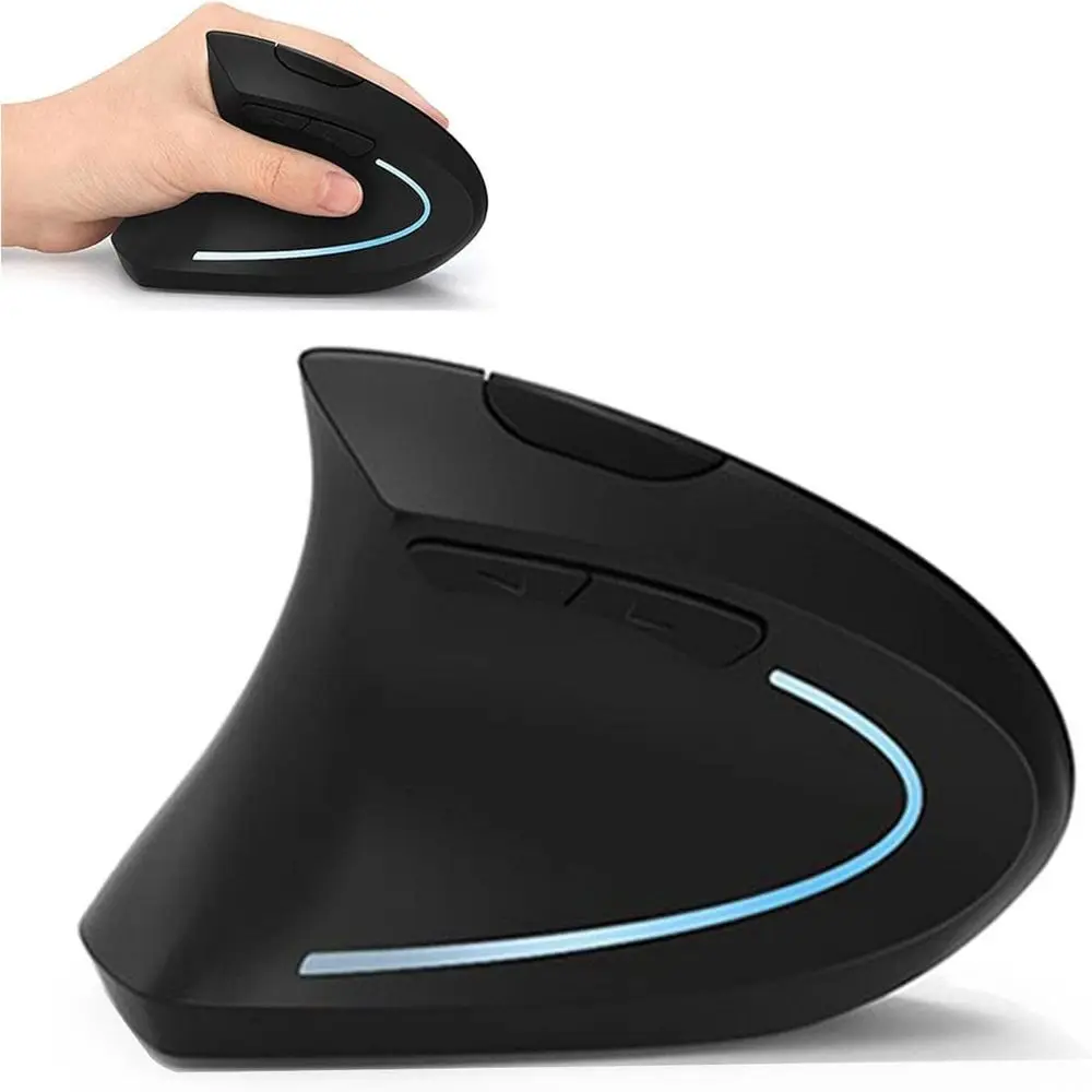 

Lefty Design 2.4GHz Left Handed Mouse Wireless 6 Buttons Ergonomic Mouse Black Color Less Noise Vertical Mouse Office