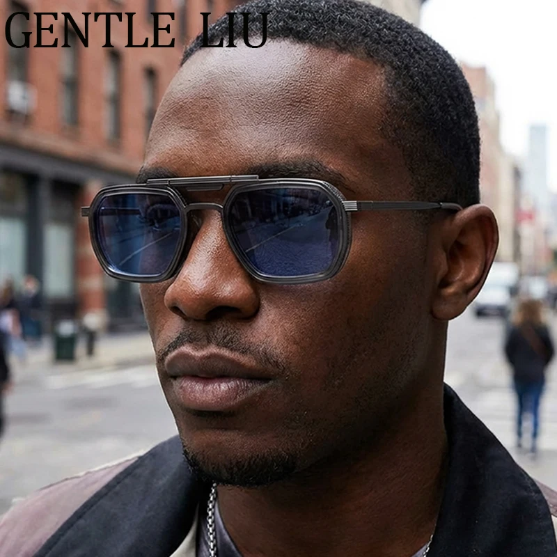 Vintage Square Steampunk Sunglasses Men 2026 Luxury Brand Polygon PunkDriving  Outdoor Sun Glasses Male Metal Frame Shades