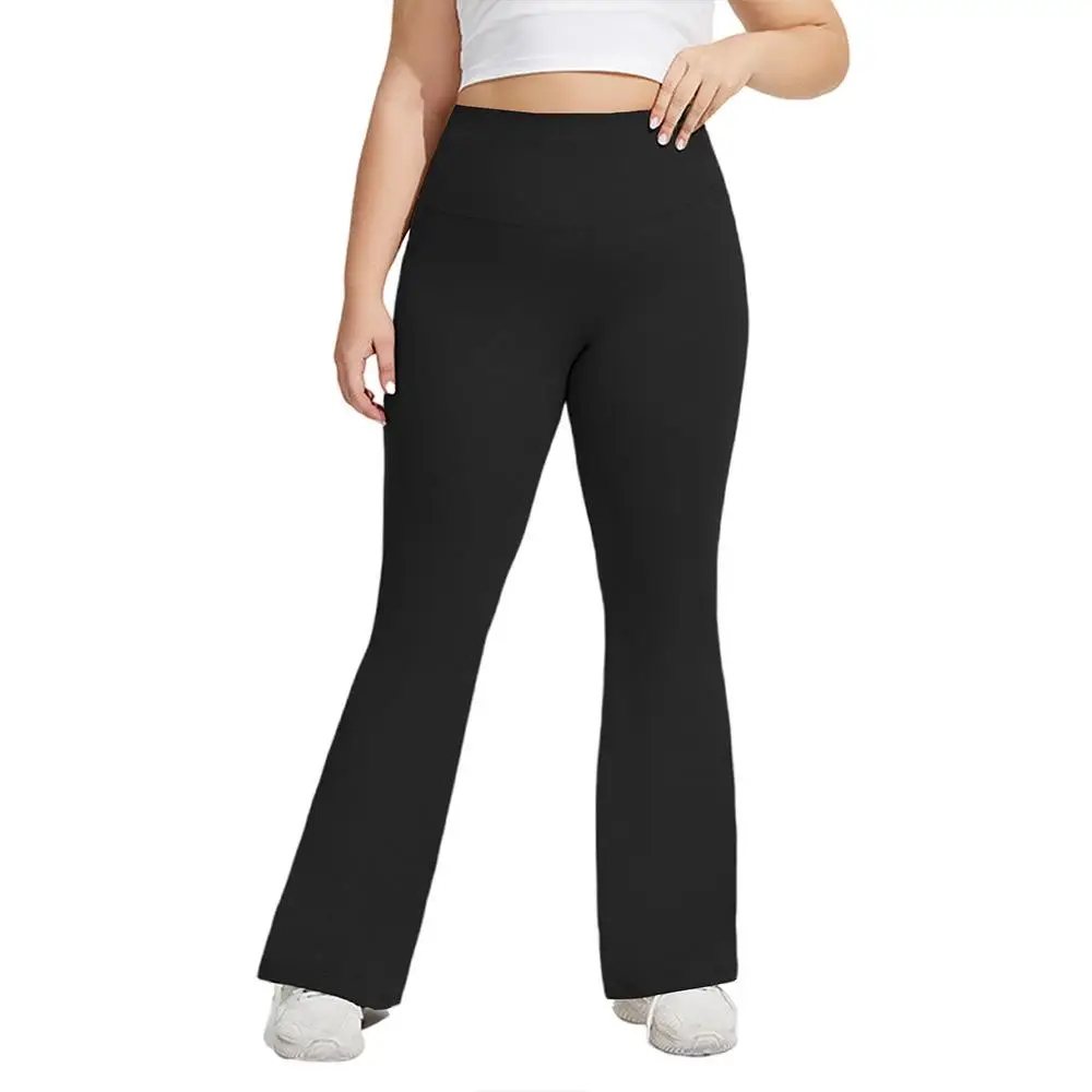 High Waist Flared Yoga Pants plus Size Comfortable Long Leggings Polyester Fabric Women's Base Layer Pants Spring 2024