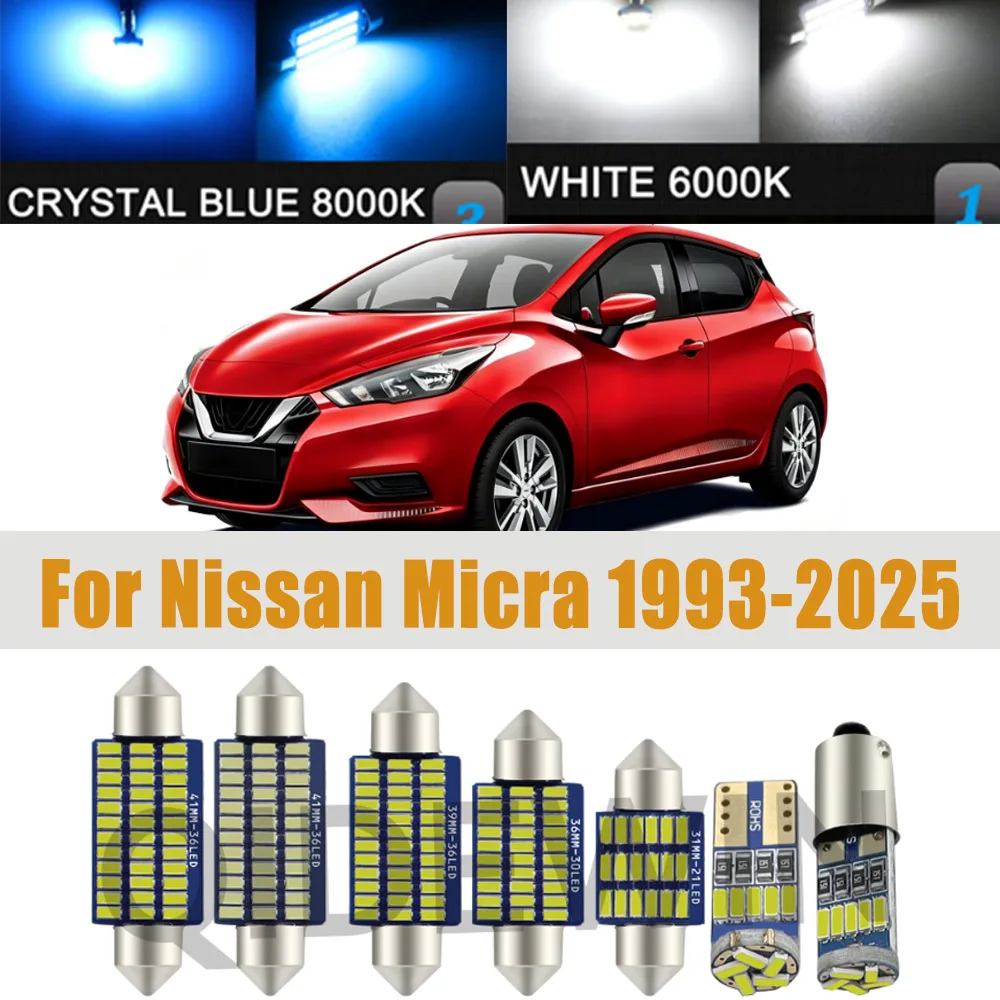 LED Interior Dome Roof Reading License Plate Light Kit For Nissan Micra K11 K12 K13 K14 1993- 2019 2020 2021 2022 2023 2024 2025