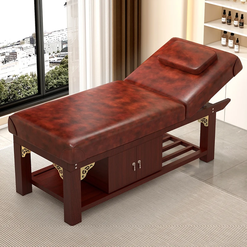 Cama de massagem rústica minimalista, armazenamento de ajuste, cama de cílios clássica moderna com recorte de peito, móveis de salão adulto camilla masaje