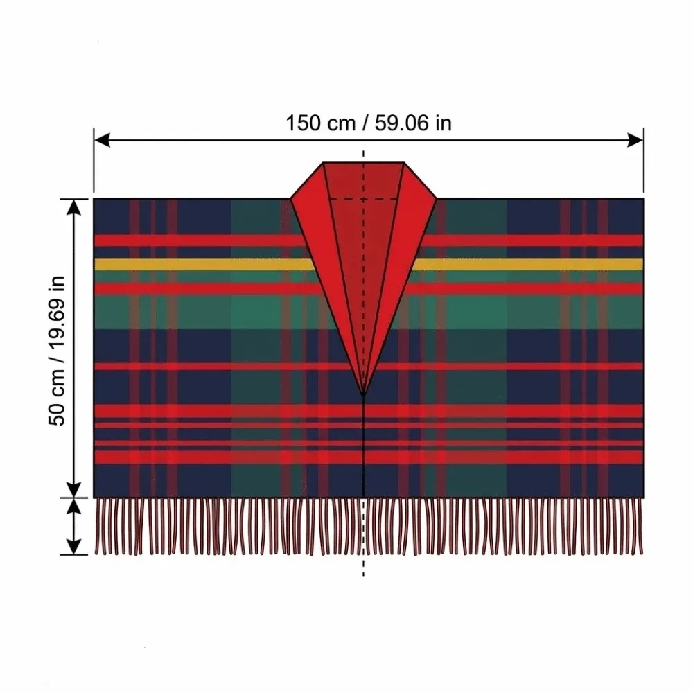 Multifunktionaler doppelseitiger Plaid-Poncho-Schal aus Kunstwolle mit Quastenbesatz, dicke Strickdecke mit Knopfverschluss – Detail 1