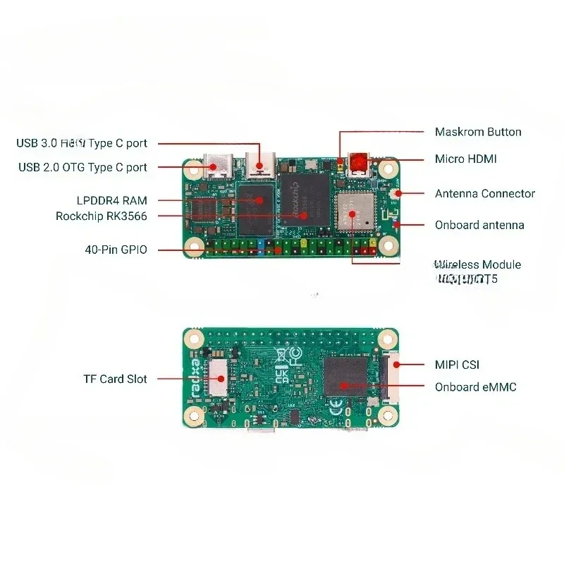 RADXA ZERO 3W Quad-core Mini High-performance Development Board RK3566 Chip Cortex®‑A55