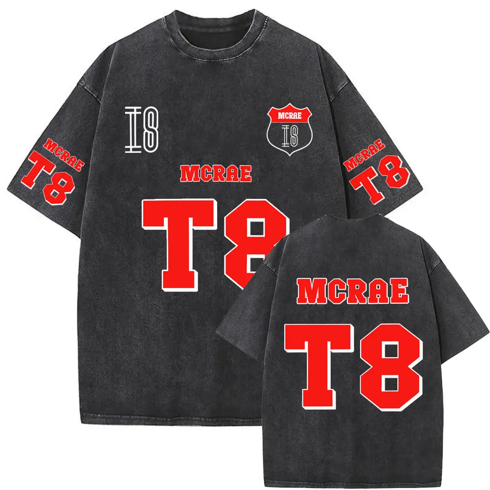 Singer Tate Mcrae T8 Graphic Washed T-shirts Male Vintage Casual Oversized T Shirt Men Women Fashion Popular Music Streetwear