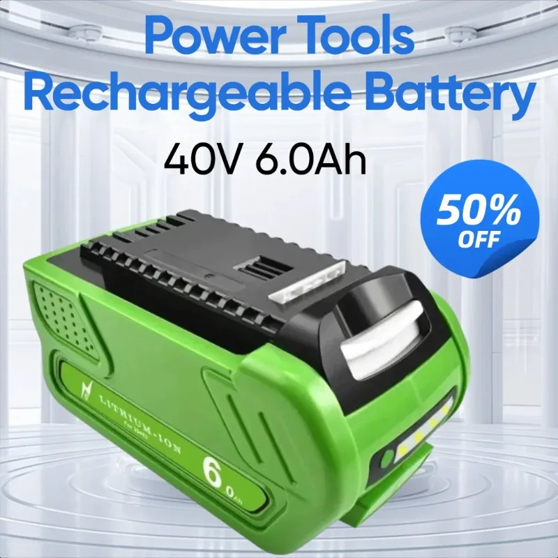 

40V 6.0Ah for Greenworks 29462 29472 29282 G-MAX GMAX Replacement Lawn Mower Power Tools Rechargeable Battery