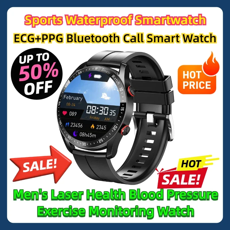 

Sports Waterproof Smartwatch ECG+PPG Bluetooth Call Smart Watch Men Laser Health Blood Pressure Fitnes Sports Watches