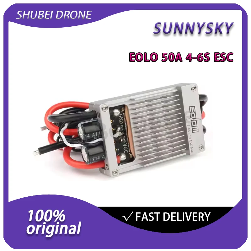 

Sunnysky Eolo 50A Brushless ESC 4-6S Lipo Electronic Speed Controller with 5V/4A BEC for RC FPV Racing Drone Fixed-wing Airplane
