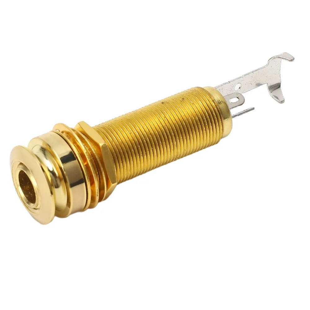 Premium Gold Ausgangsbuchse für E-Gitarre 6,35mm Zinklegierung Gitarren-Bass-Buchse Lange Gewindebuchse für E-Gitarren