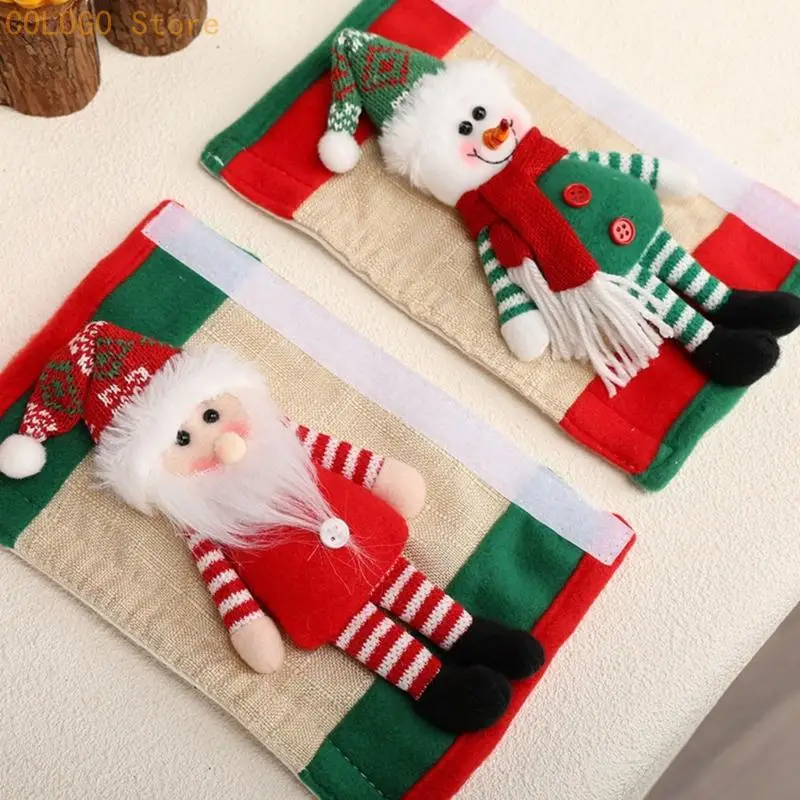 Santa Character Fridge Pull Sleeves Pair for Christmas Kitchens D0LD