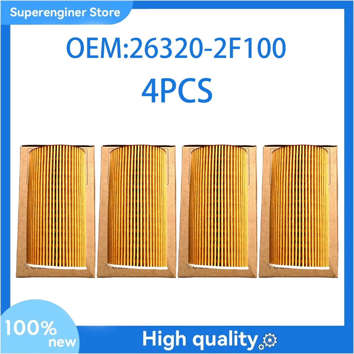 

4PCS Oil Filters 263202F100 For 2.0 2.2 Diesel R-Engine For Hyundai Kia 26320-2F100