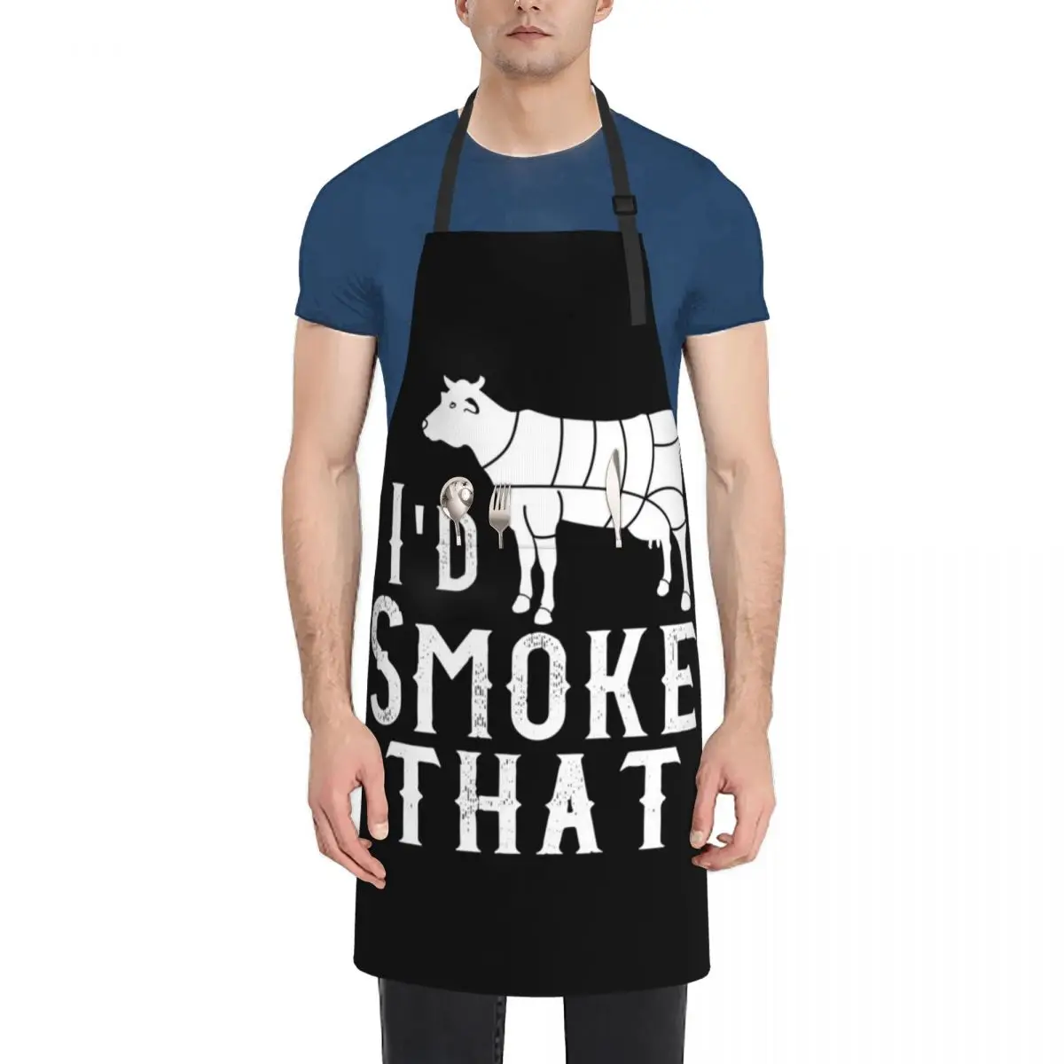 

Perfect Pitmaster Gift Meat Grilling Barbecue Meat Smoker - I'd Smoke That Apron Art christmas Waiter Uniforms Apron