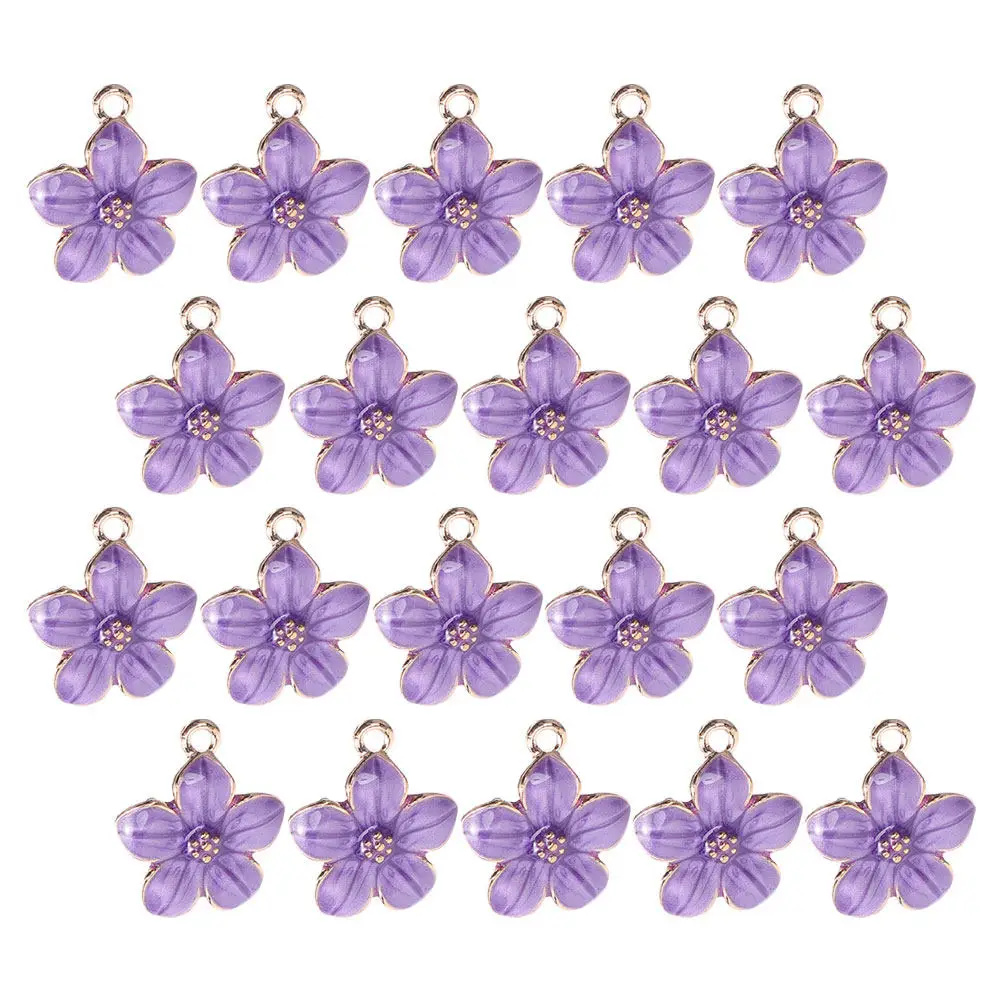 

20Pcs Cherry Blossom Pendant Charms Enamel Cute Mini Flower Charms for DIY Jewelry Bracelets Necklaces Keychains