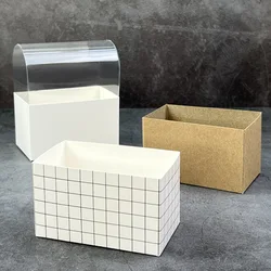50pcs Sandwich Take Out Box Compact Kraft Paper Tasty Donut Hamburger Toast Packaging Holder Bread Packing Container