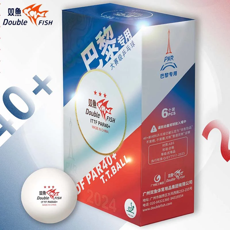 

6 шт./кор. двойные рыбки DF PAR40 + мячи для пинг-понга, 3 звезды, профессиональные мячи для настольного тенниса, АБС-пластик, новый материал для парижских спичечных мячей