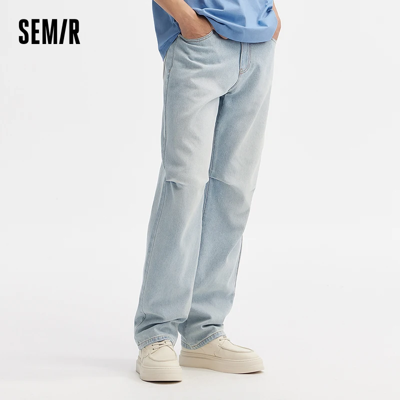 Semir Denim Pants Men 2024 Summer New Vintage Style Paratrooper Pants Cool Sensation Loose-Fit Straight-Leg Fashionable Pants