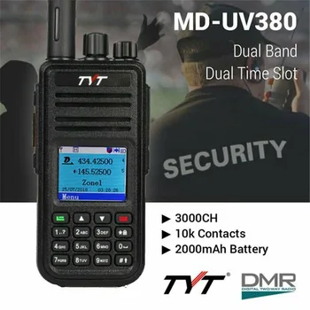 TYT MD-UV380 DMR 5W AES128/256 podwójny czas szynka dwukierunkowa Radio TYT UV380 Walkie Talkie Radio cyfrowe