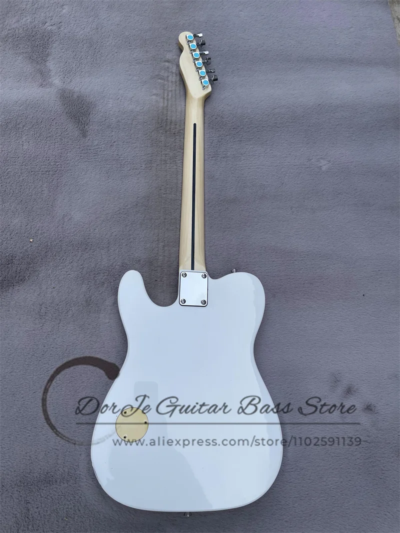 White Electric Guitar H Pickup  Fixed Bridge Maple Fingerboard white Shell Inlay Chrome Hardware Custom Color