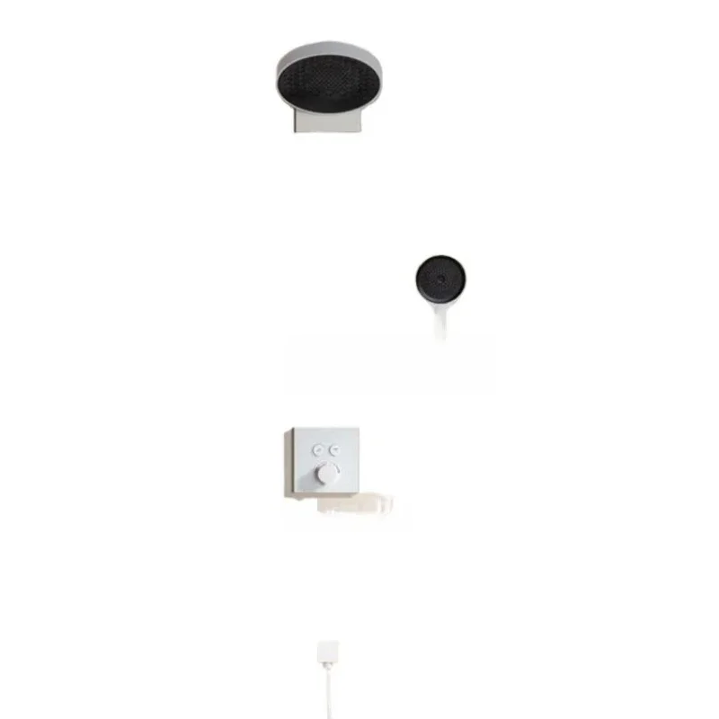 In-wall shower, thermostatic, white, chrome silver light