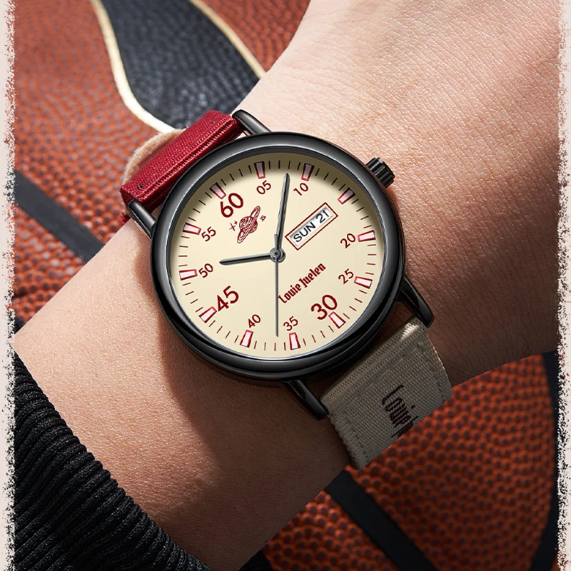 American Vintage Style Personalized Watch for Men Luminous Waterproof Calendar Nylon Strap Students Teenagers Quartz Man Watches