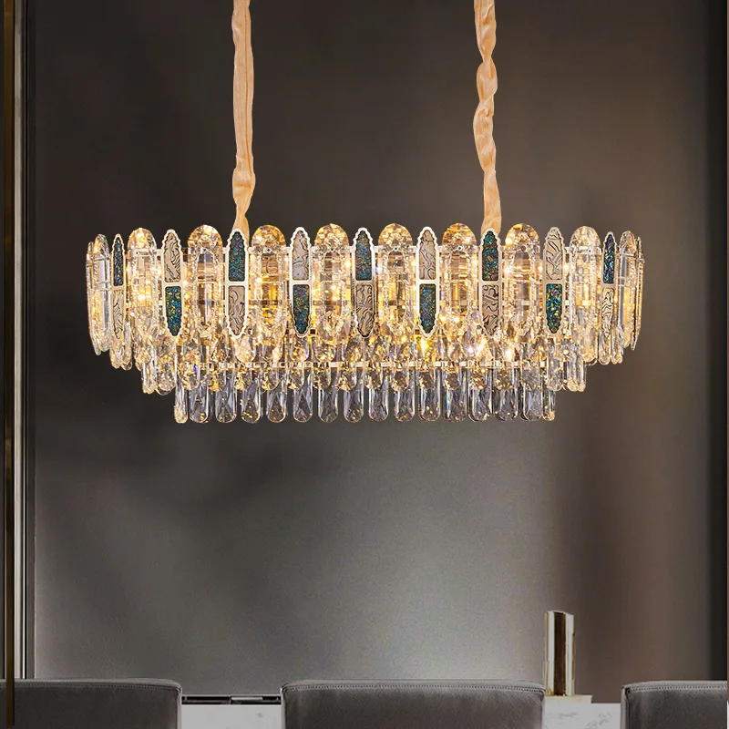 Light luxury crystal ceiling light high-grade color shell villa luxury hall ceiling light household chandelier