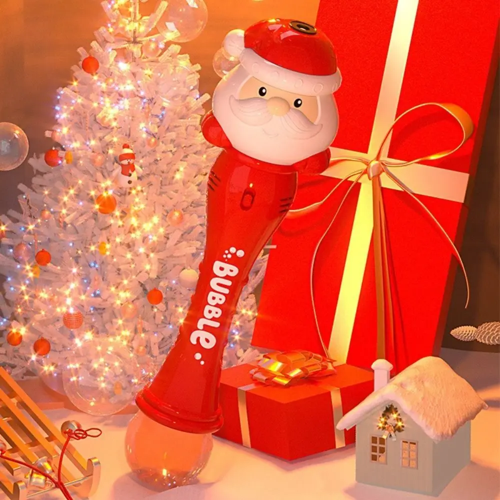 Plástico santa bolha soprando máquina natal santa automático varinha de bolha brinquedo ao ar livre varinha de bolha engraçado