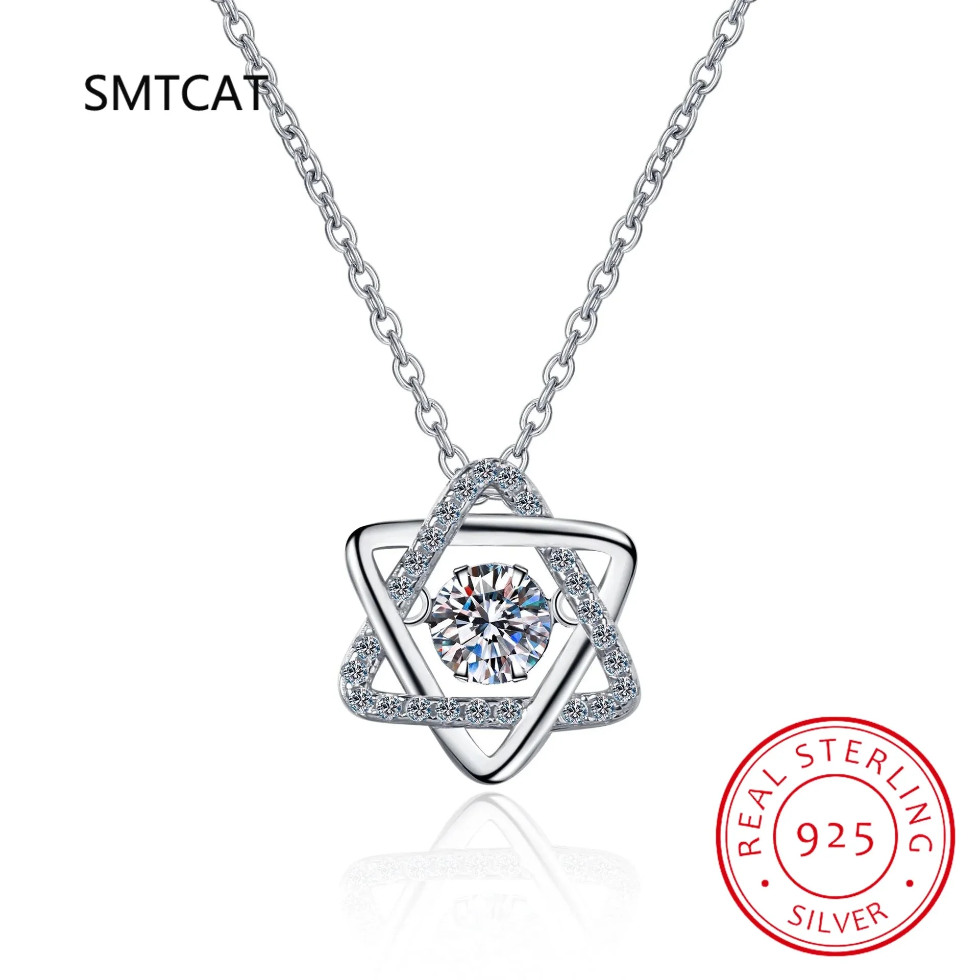 Real Moissanite Diamond Hexagram Pendant Necklace For Women Men 100% 925 Sterling Silver Star of David Party Fine Jewelry Gift