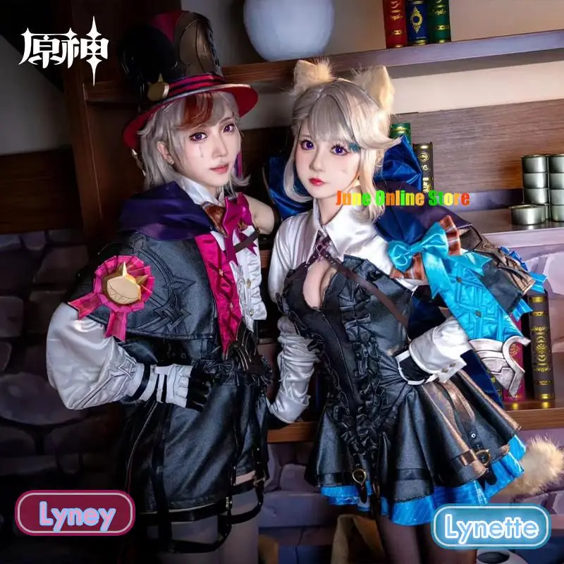 

Игра Genshin Impact Twins Lynette Lyney костюмы для косплея парик Fontaine новый персонаж косплей Хэллоуин карнавал унисекс униформа