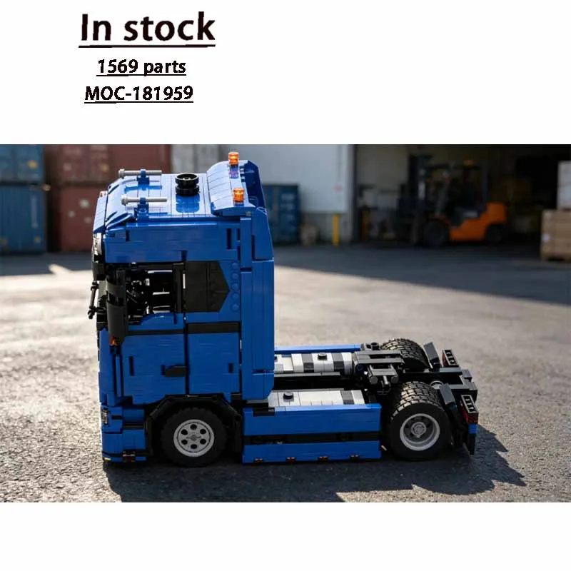 MOC-181959Blue New Cargo Transport Truck Building Block Model1569Parts MOC Creative Boy Kids Christmas Building Blocks Toy Gifts