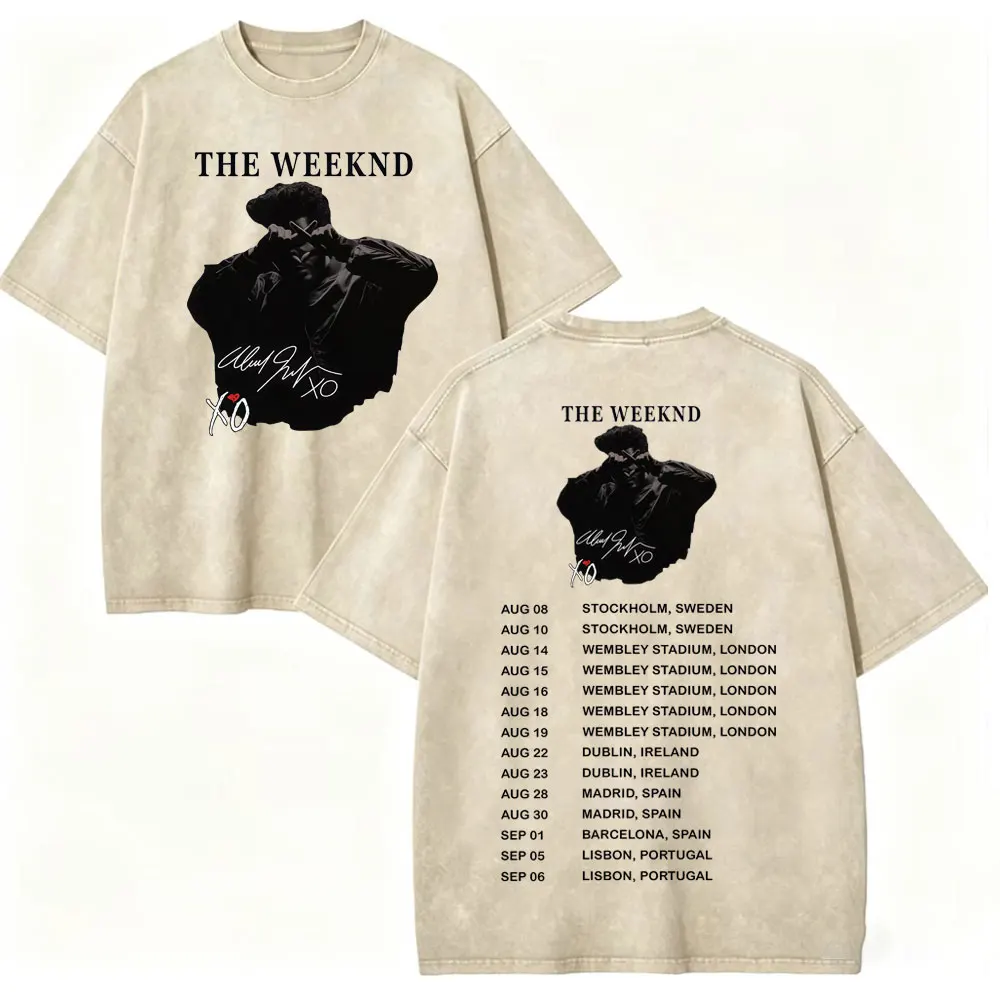 Vintage Washed Rapper The Weeknd After Hours Til Dawn Tour 2026 Graphic T Shirts Men Women Fashion Hip Hop Short Sleeve T-shirt
