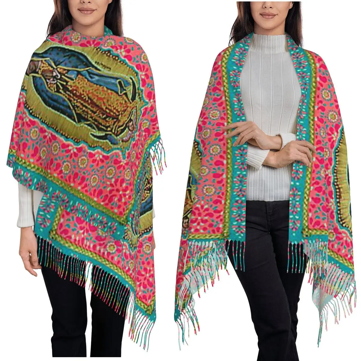 

Our Lady Of Fatima Scarf Tassel Scarves Women Soft Warm Shawls and Wraps Long Fall Winter Shawl Wrap