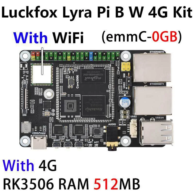 

ABSQ-For Luckfox Lyra Pi A RK3506 Linux Board With LTE Cat 4 Module Support MIPI/DSI Display 512MB DDR3L