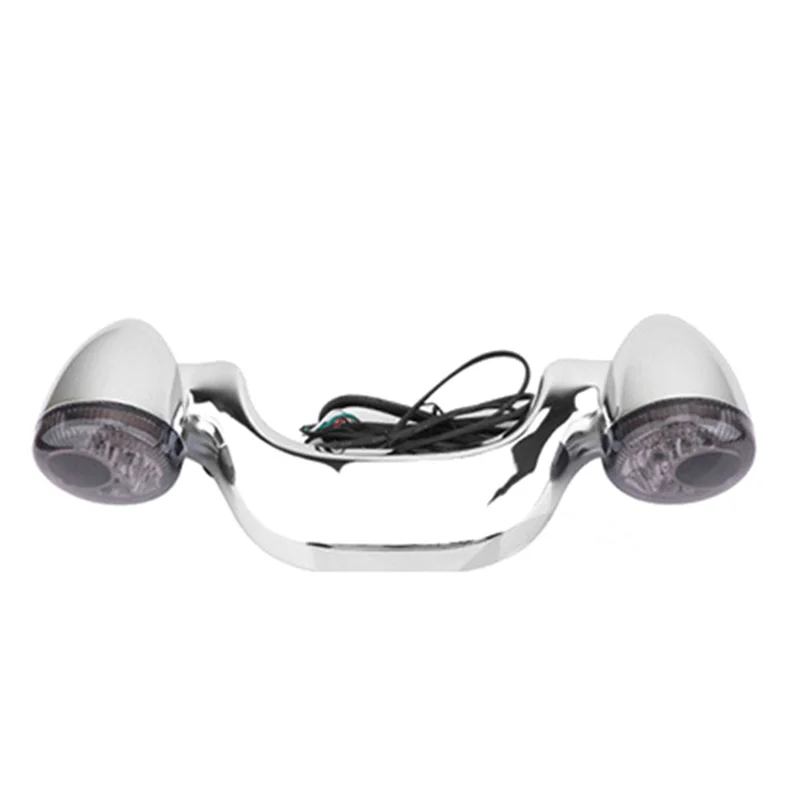 For Harley Street Big Glide 10-21 Retrofit Rear Turn Signal Brake Light with Bracket LED Tail Light Plated Gray