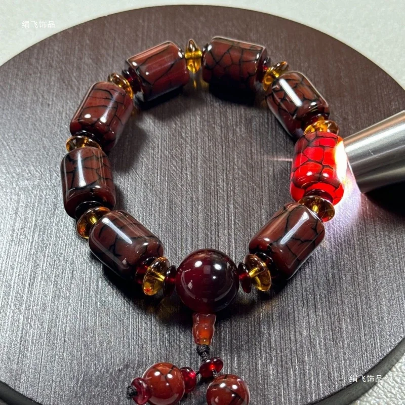 

Tibetan Fire Dragon Scale Lulutong Agate Bracelet for Men