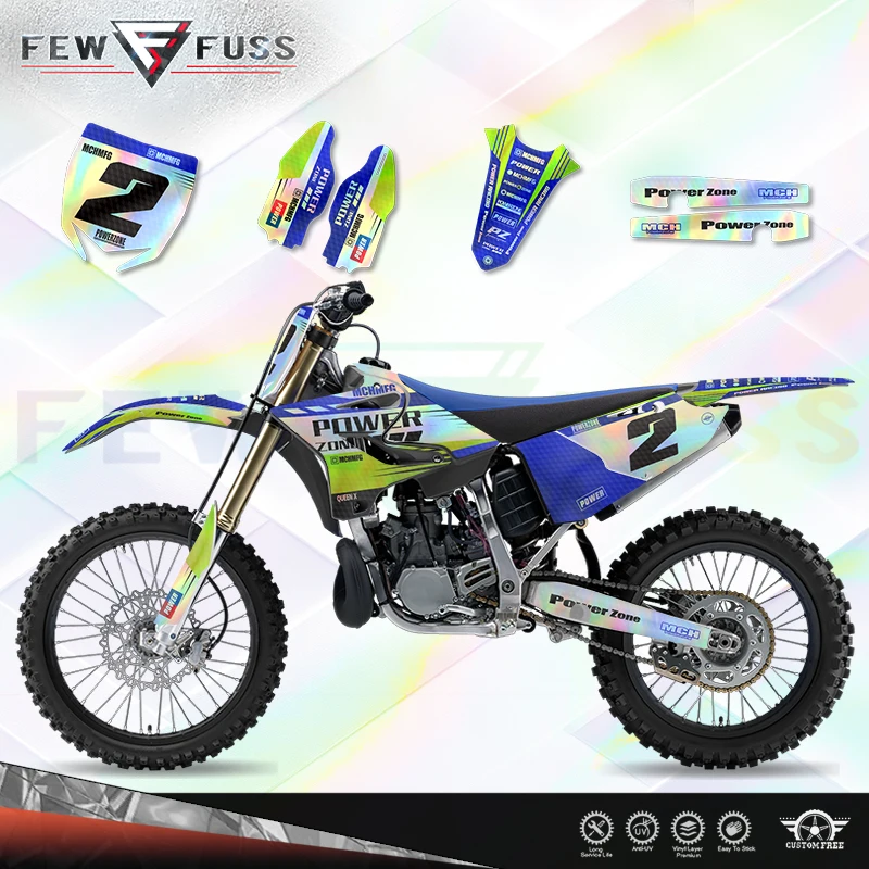 Fewfuss Holographic Chrome Racing Sticker Graphics Kit for Yamaha YZ125 YZ250 2015-2021 YZ250X 2016-2021 Motorcycle Decals 02
