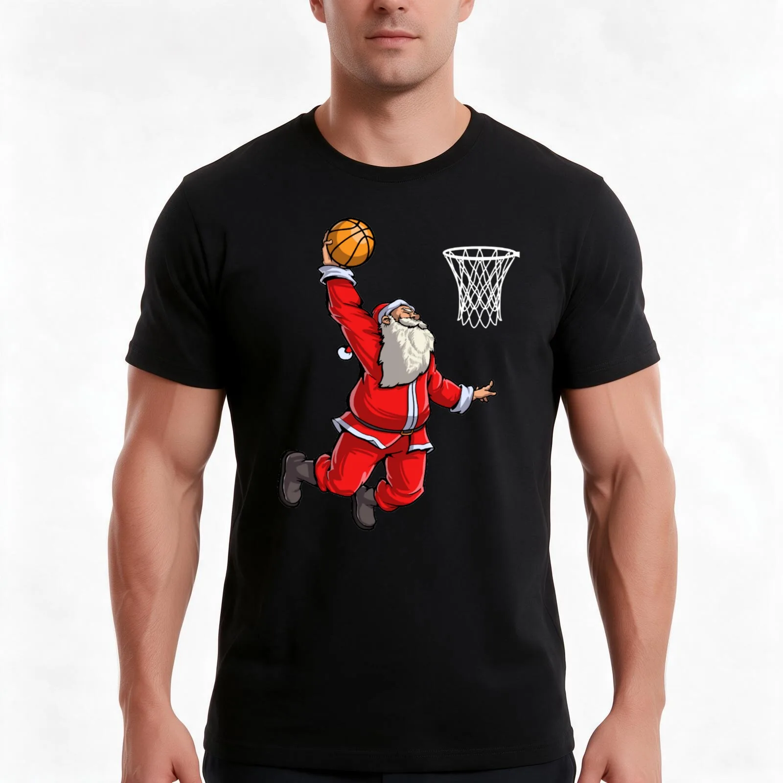 Santa Claus Dunk T-Shirt Summer Casual Cotton Tee Oversized Streetwear Tops Vintage Graphic Print Loose Fit Short Sleeve