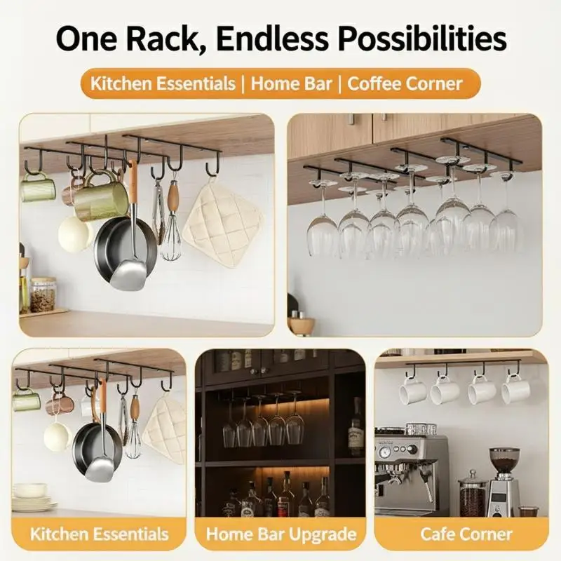 New！Minimalist Cabinet Mug Hooks Water Cup Racks And Upside-down Coffee Cup Display Rack