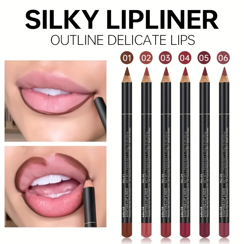 PUDAIER 6 color Waterproof Matte Lip Liner Pencil Set, Long Lasting Smudge-Proof Non-Transfer, Highly Pigmented Lip Contour