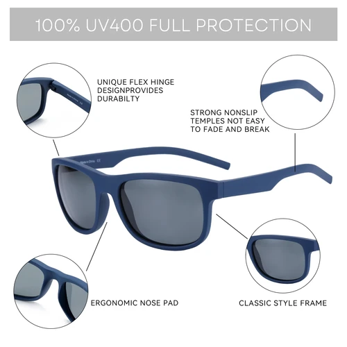 Imagen 2 del producto ZENOTTIC Tr90 gafas de sol polarizadas graduadas para hombres gafas de sol de conducción espejo cuadrado clásico protección Uv400 gafas de sol