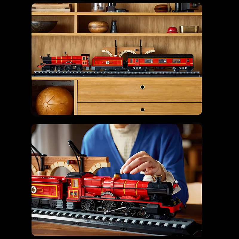 Chinese bouwstenen 5600 stuks rode express trein grote treinstation montage puzzel bouwstenen speelgoed model jongen cadeau